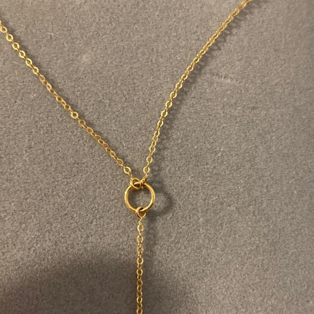 14k solid yellow gold Y necklace 18” -20” adjustable - Picture 3 of 10